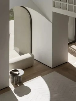 Mesa auxiliar Volos S, Ø52 cm, Travertino Plata