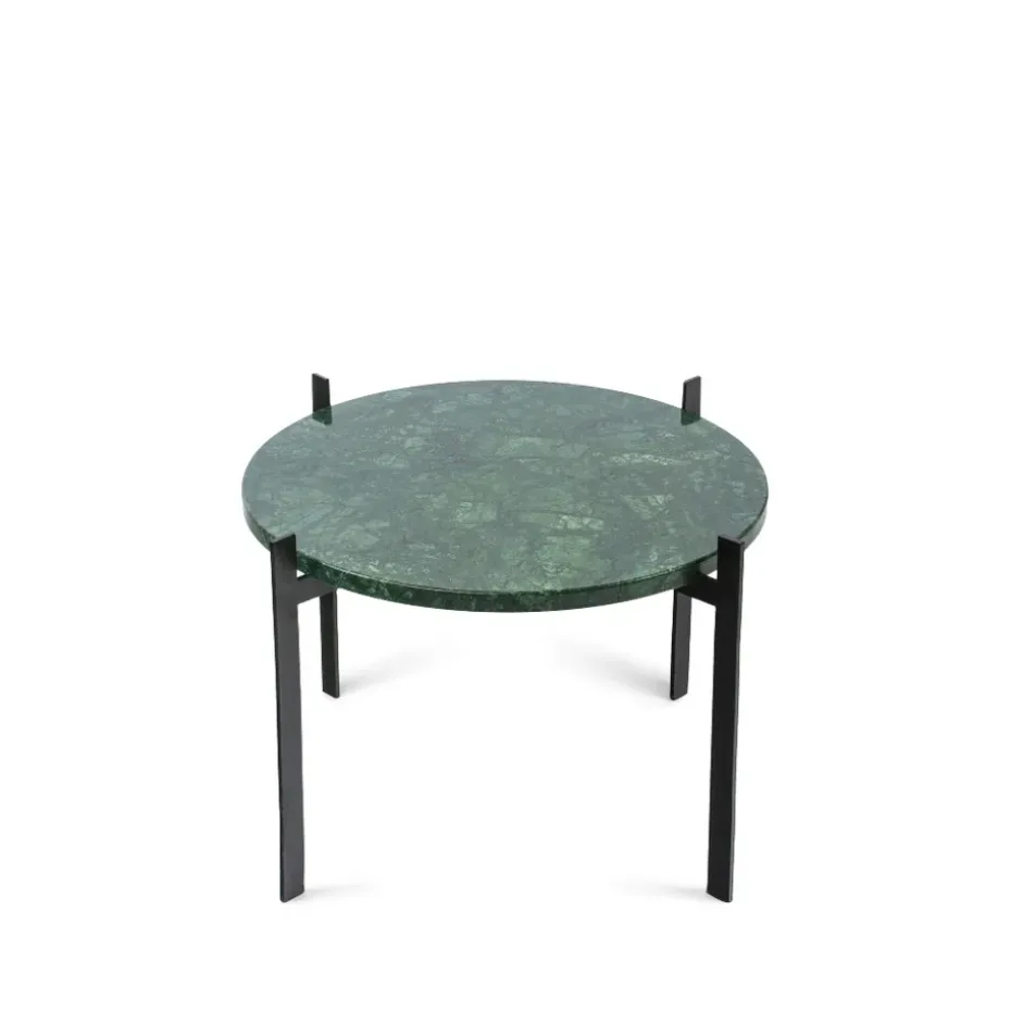 Mesa bandeja Single Deck, mármol verde, estructura negra