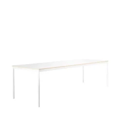 Mesa Base, White, borde de madera contrachapada, 250x90 cm