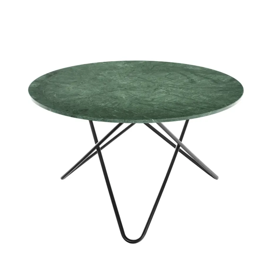 Mesa Big O Table, Mármol indio, base negra