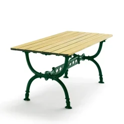 Mesa Byarum 142x72 cm, Pino impregnado, soporte verde