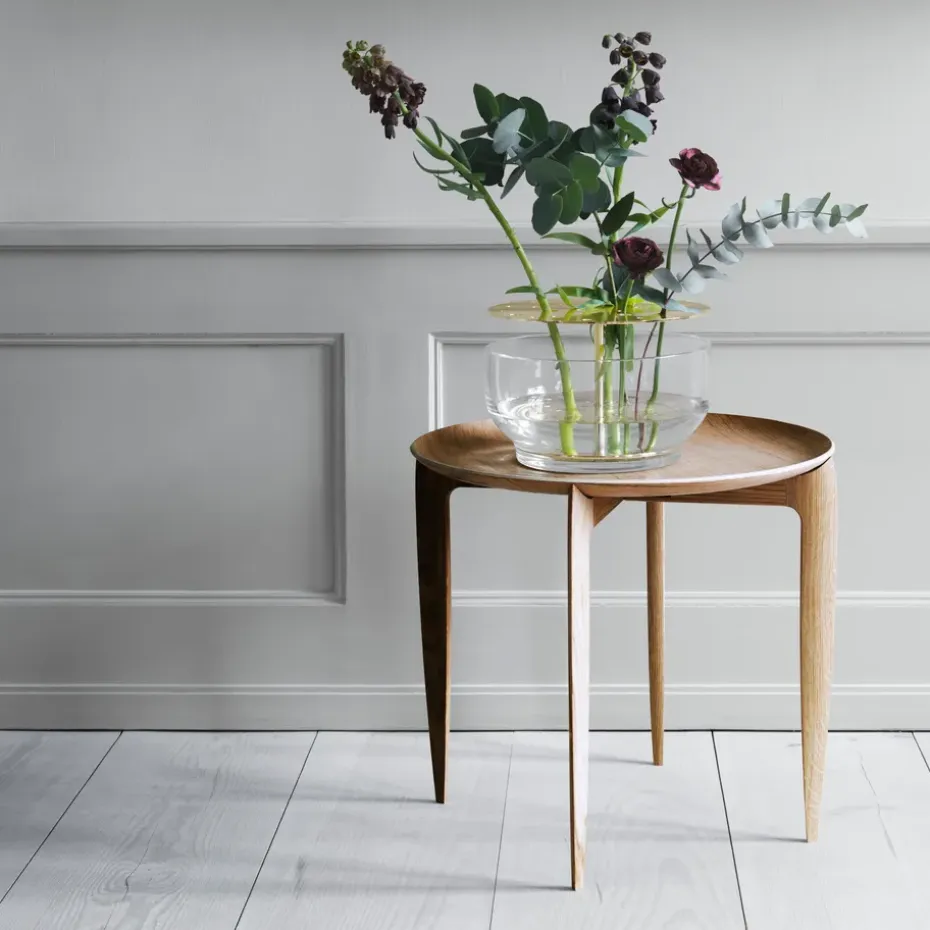 Mesa con bandeja Foldable Ø 45 cm, Roble