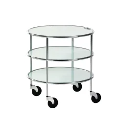 Mesa con ruedas Chicago I, Vidrio esmerilado-cromo