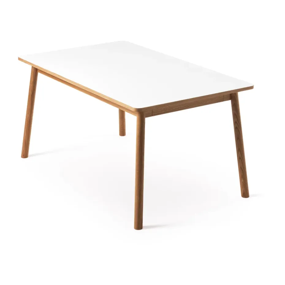 Mesa con tablero adicional Dino+, Blanco, base de roble, 2 tableros de extensión