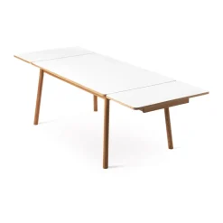 Mesa con tablero adicional Dino+, Blanco, base de roble, 2 tableros de extensión