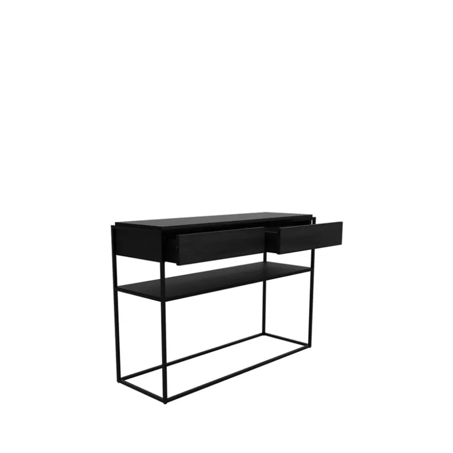 Mesa consola Monolit 122x40 cm, Oak black-Black