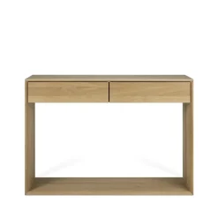 Mesa consola Nordic, Roble lacado dos cajones 120x40 cm