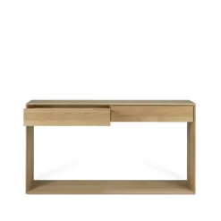 Mesa consola Nordic, Roble lacado dos cajones 160x40 cm