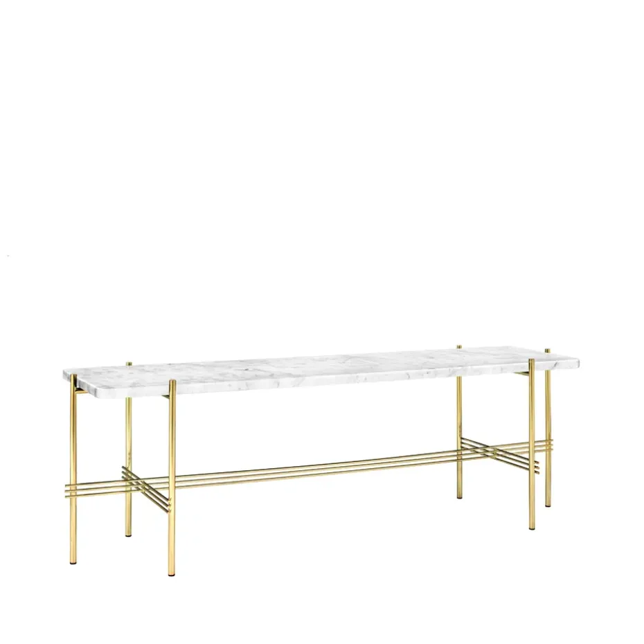 Mesa consola TS Console 1, Mármol blanco, base de latón