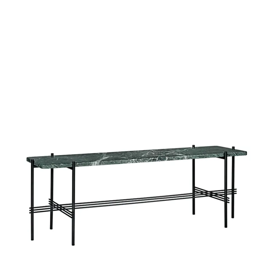 Mesa consola TS Console 1, Mármol verde, base lacada en negro