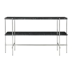 Mesa consola TS 120x30x72 cm, Black marquina marble-acero