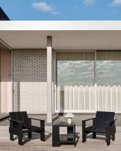 Mesa Crate Side Table 49,5×49,5×45 cm pino lacado, Negro