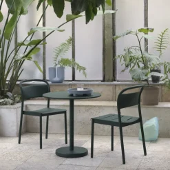 Mesa de acero Linear Ø70 cm, Dark green