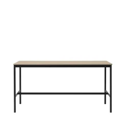 Mesa de bar Base High, Oak, base negra, borde de madera contrachapada, w85 l190 h95