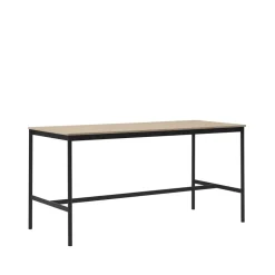 Mesa de bar Base High, Oak, base negra, borde de madera contrachapada, w85 l190 h95