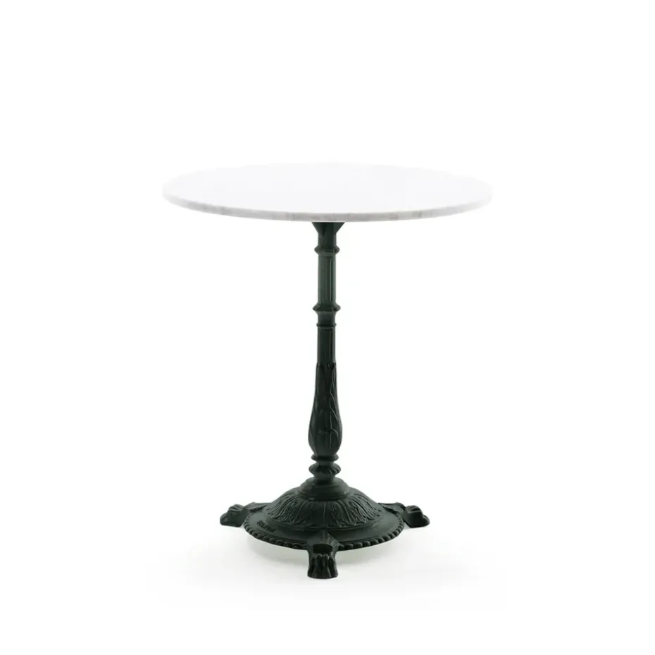 Mesa de café Classic, Mármol blanco, soporte negro