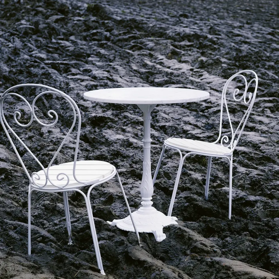 Mesa de café Classic, Mármol blanco, soporte negro