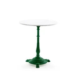 Mesa de café Classic, Mármol blanco, soporte verde