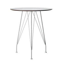 Mesa de café Desirée, Blanco, ø64cm, base lacada en blanco