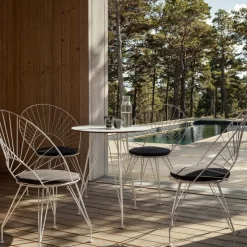 Mesa de café Desirée, Blanco, ø64cm, base lacada en blanco