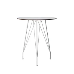 Mesa de café Desirée, Laminado blanco, ø110cm, base lacada en blanco