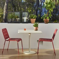 Mesa de café Go teca 72x72 cm, Soporte lava grey