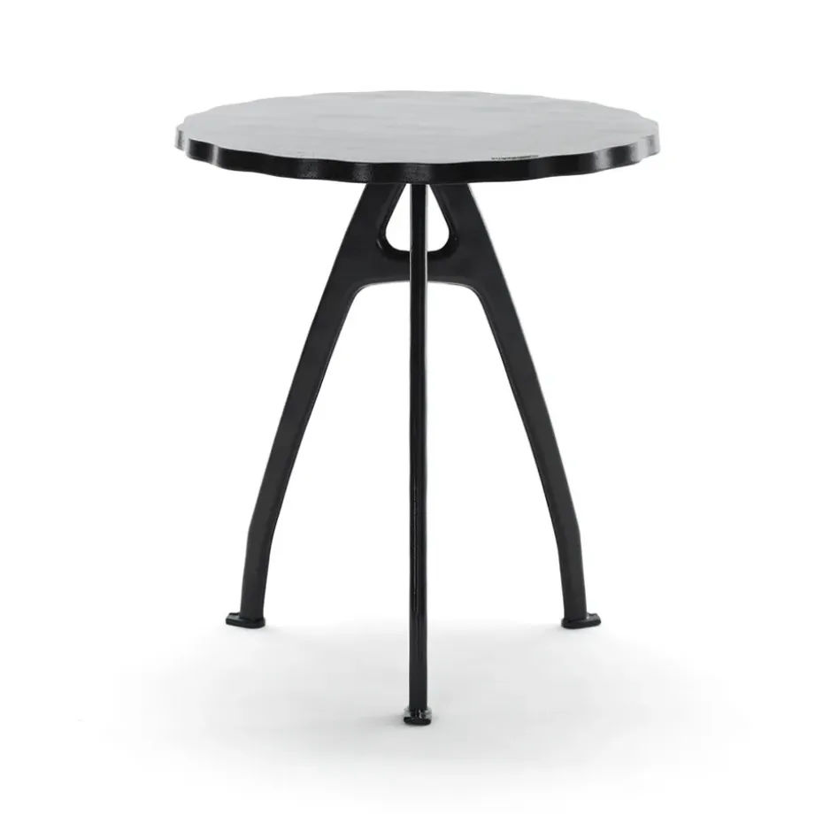 Mesa de café Odd, Negro, soporte lacado en negro, borde ondulado