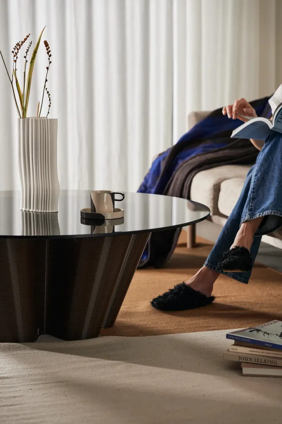 Mesa de centro Anemone Ø110 cm, Chocolate