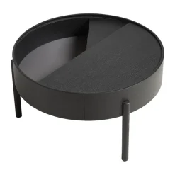 Mesa de centro Arc Ø66 cm, ceniza teñida de negro ceniza