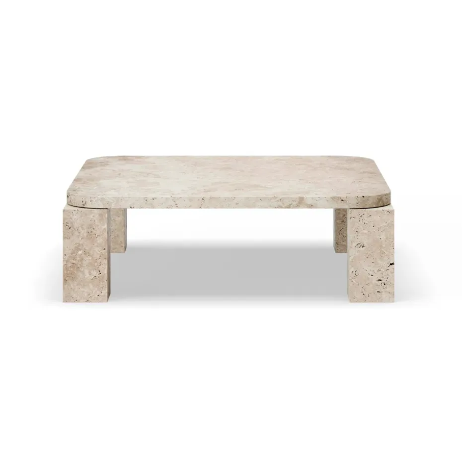 Mesa de centro Atlas 82x82 cm, Travertino sin relleno