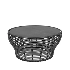 Mesa de centro Basket, Fossil black, grande, base trenzada gris