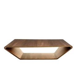 Mesa de centro Brasilia, Nogal lacado natural, 120x120 cm