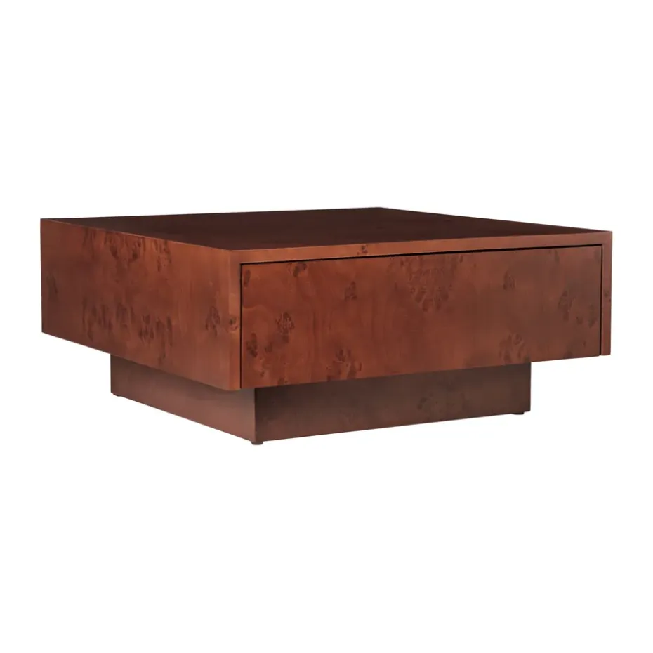 Mesa de centro Burl storage 70x70 cm, Dark stained burl