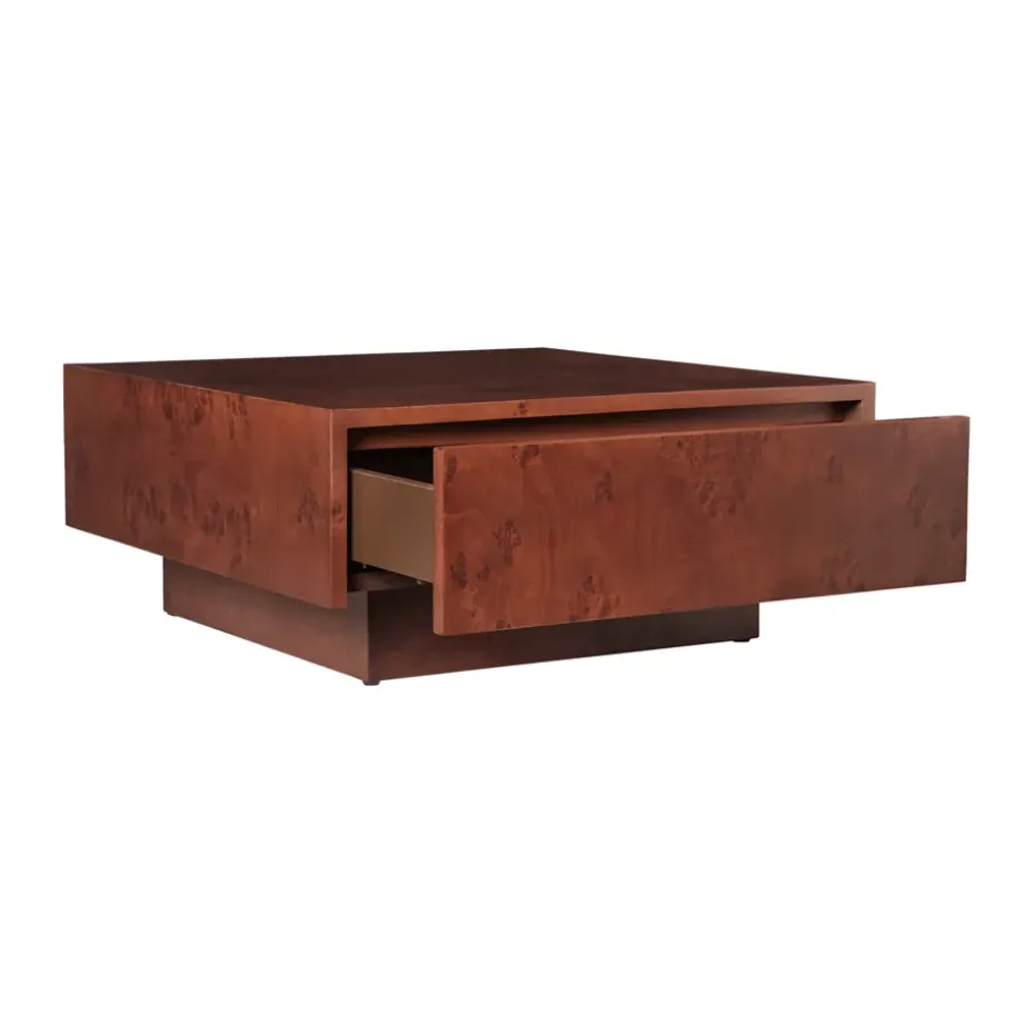 Mesa de centro Burl storage 70x70 cm, Dark stained burl
