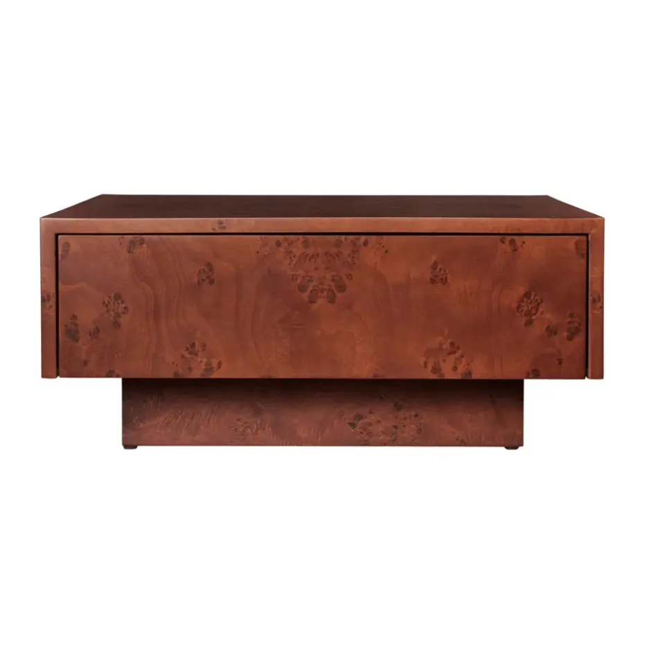 Mesa de centro Burl storage 70x70 cm, Dark stained burl