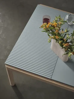 Mesa de centro Couple 1 Plain-1 Wavy 80x84x40 cm, Pale blue-oak