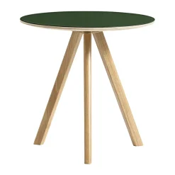 Mesa de centro CPH20 2.0, Ø50 cm, Green linoleum-roble lacado