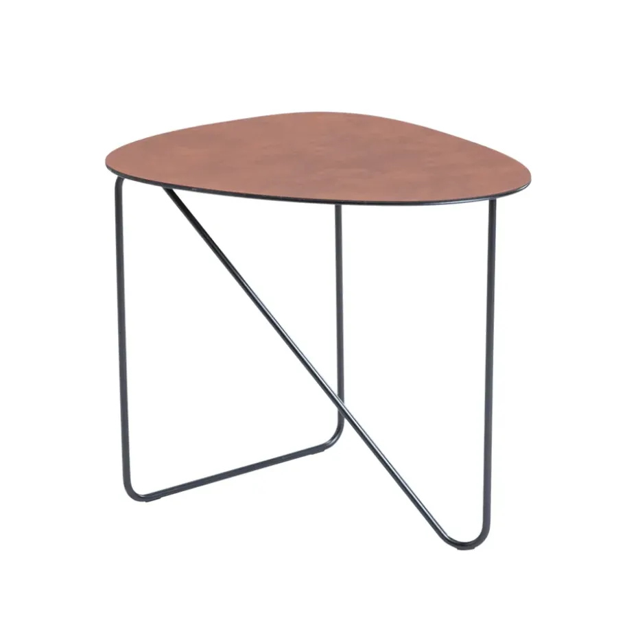 Mesa de centro Curve, Cuero cognac, bull, m