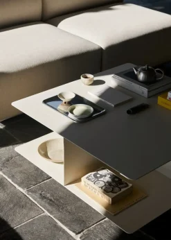 Mesa de centro Develius EV3, Steel ivory, Ø89 × 40 cm