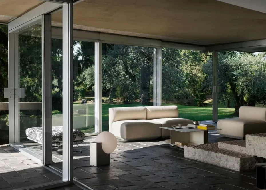 Mesa de centro Develius EV3, Steel ivory, Ø89 × 40 cm