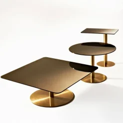 Mesa de centro Flash 80x80 cm, Soporte de cobre y latón
