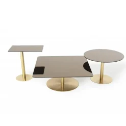 Mesa de centro Flash 80x80 cm, Cristal espejo negro - soporte negro