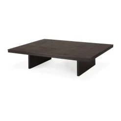 Mesa de centro Grooves, Off black teak, 140×110 cm