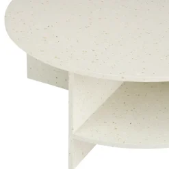 Mesa de centro Halves, Blanco roto-terrazo, Ø85 cm