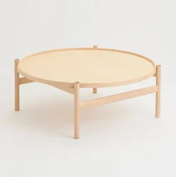 Mesa de centro HB Ø100 cm, Arce aceitado blanco