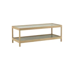 Mesa de centro Ima 125x50 cm, Roble blanqueado con acabado mate , piedra caliza