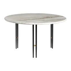 Mesa de centro IOI, Rippled beige-soporte negro ø70 cm