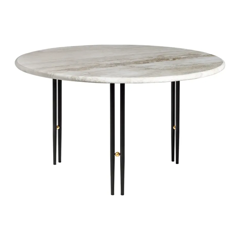 Mesa de centro IOI, Rippled beige-soporte negro ø70 cm
