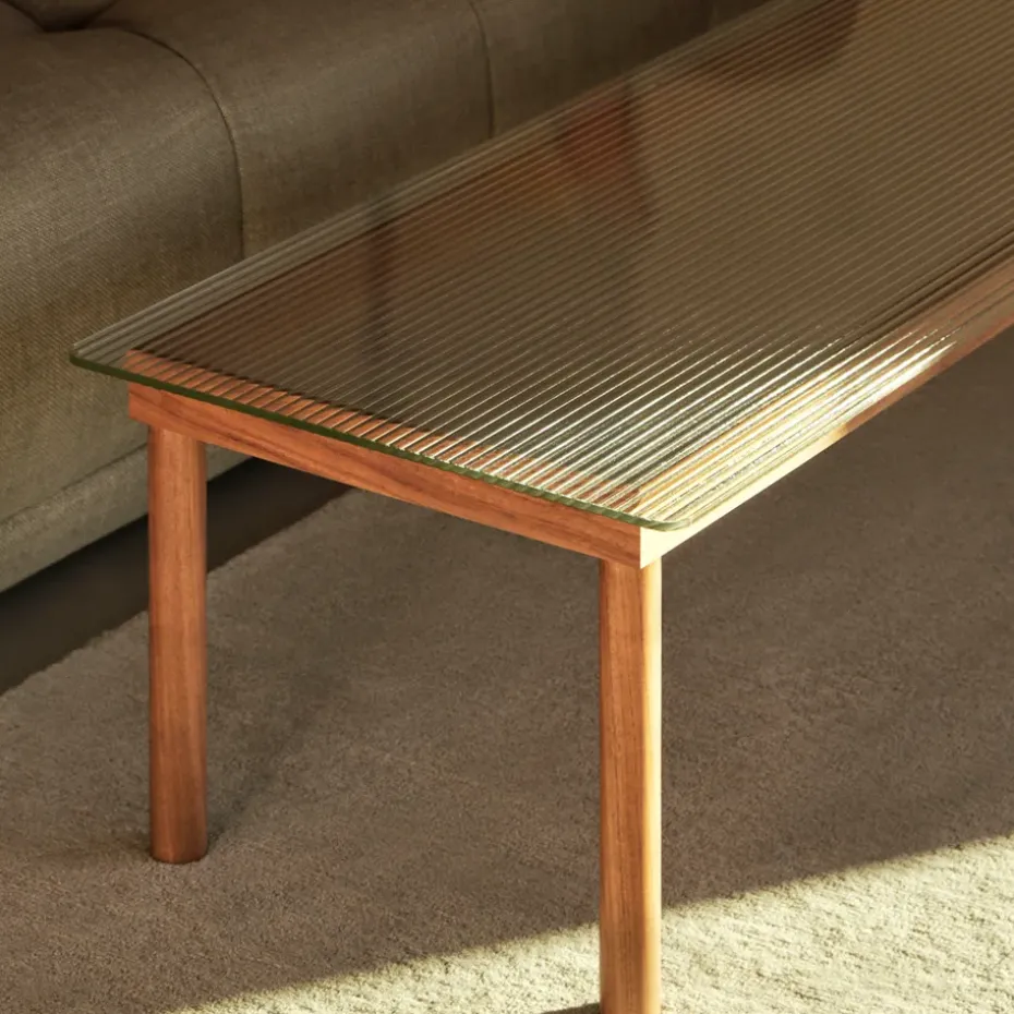 Mesa de centro Kofi, Oak-clear glass, 100 cm