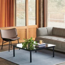 Mesa de centro Kofi, Walnut-ribbed glass, 100 cm